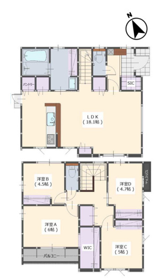 【間取り】 | 大野城市南ヶ丘6丁目3期　3号棟（全4棟）【仲介手数料無料・0円】 | 平日、土日祝日もお好きな日時にご見学可能です。お気軽にお問合せ下さい。