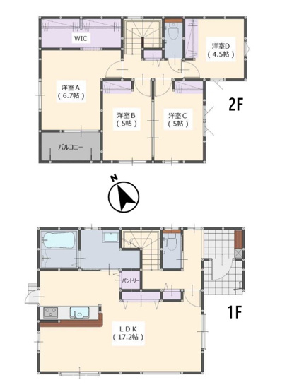 【間取り】 | 大野城市南ヶ丘6丁目3期　4号棟（全4棟）【仲介手数料無料・0円】 | 平日、土日祝日もお好きな日時にご見学可能です。お気軽にお問合せ下さい。