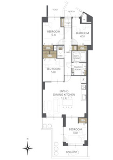 【間取り】ローレルコート学園前ＢC棟B 