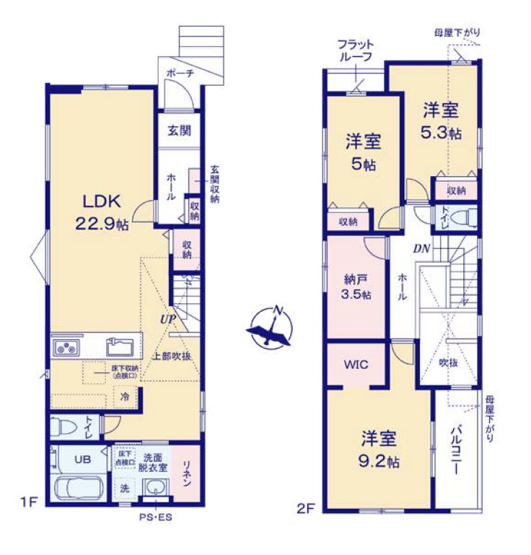 【間取り】 | 福岡市東区松香台1丁目2期　2号棟（全3棟）【仲介手数料無料・0円】 | 平日、土日祝日もお好きな日時にご見学可能です。お気軽にお問合せ下さい。