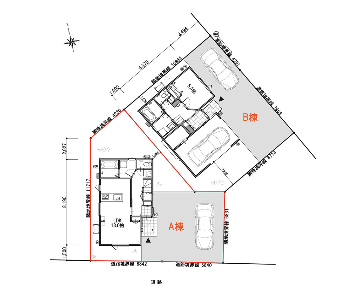 八戸市長苗代3丁目の区画図
