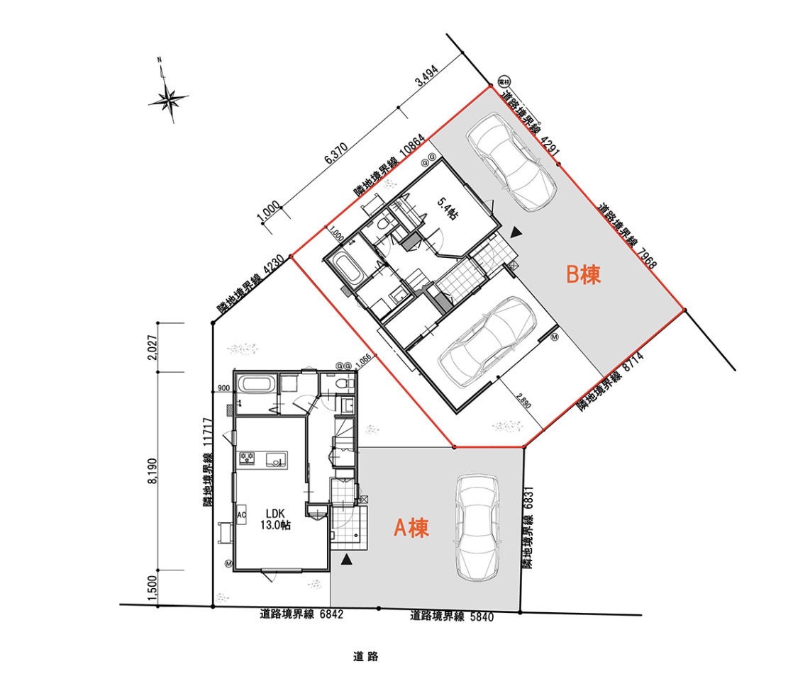 八戸市長苗代3丁目の区画図