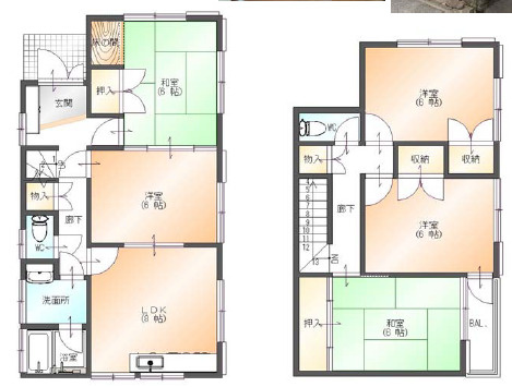 加古川市別府町新野辺北町8丁目　中古戸建の間取り|5ＤＫです。