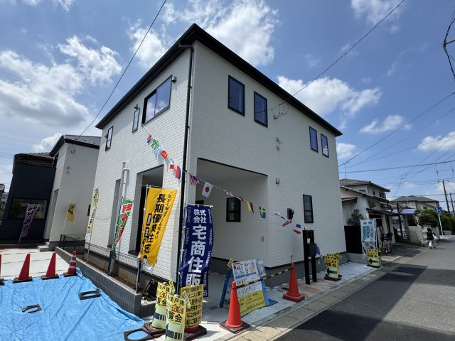 柏市ひばりが丘新築戸建【柏第八小学校：10分】の外観|1号棟外観・完成済み内覧可能です！