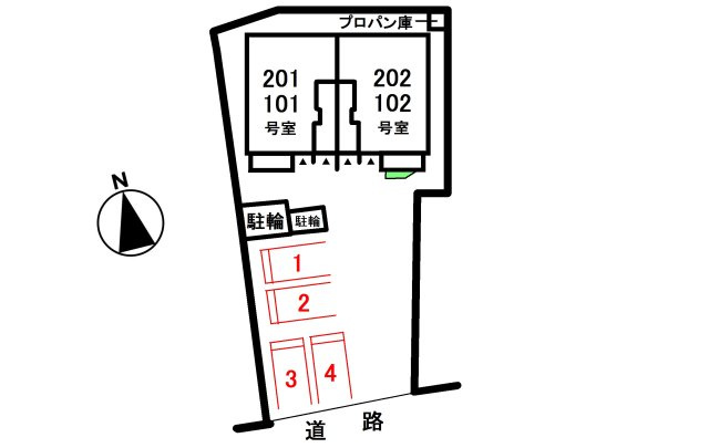 ハイツ．さくらの区画図|駐車場