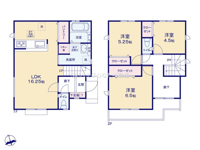 『八王子市新築戸建て』八王子市大和田町7-17-16【仲介手数料無料】　８期の間取り|～仲介手数料無料☆八王子ひなた不動産～八王子市大和田町　新築戸建て
