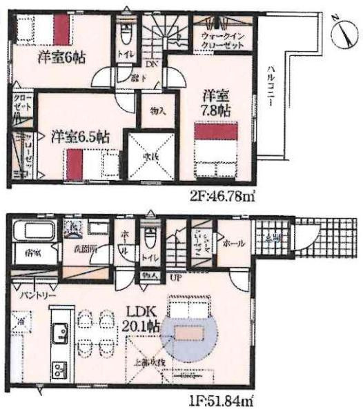 豊田市畝部東町第4　全2棟・2号棟の間取り|間取り図です