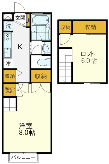【間取り】 | グランドールアヴェニュー | グランドールアヴェニュー、1K