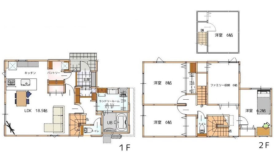 広島市安佐北区可部８丁目　新築一戸建て(全3棟) の間取り