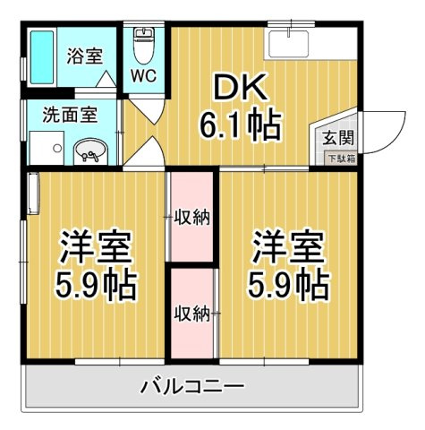 【間取り】 | ハイツサングリーン | カップルさんにオススメのお部屋です♪
