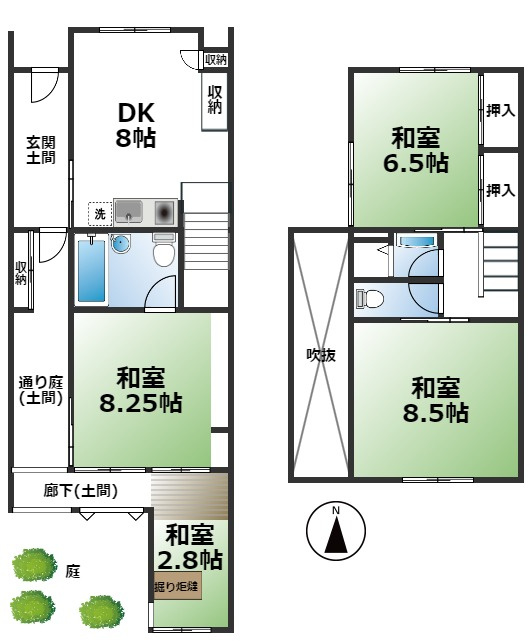 上京区西院町 中古戸建の間取り