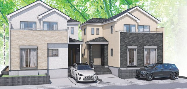 流山市野々下５丁目新築戸建の外観パース|完成予想図