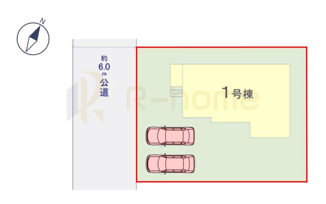 龍ケ崎市松葉4期　新築戸建て　1号棟の区画図|大きなお買い物だからこそ、メリット・デメリットを伝えさせて頂きます。
R-homeにお任せください♪