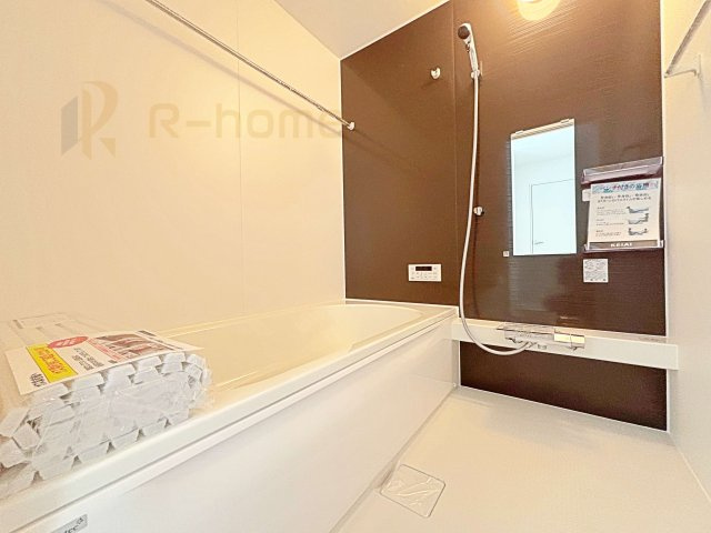 龍ケ崎市松葉4期　新築戸建て　1号棟の浴室|足を伸ばしてもゆったりできるバスルーム♪機能性も取り入れて使い易さも保証します♪