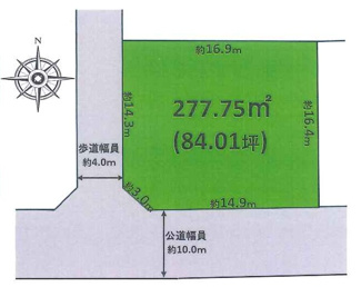 【土地図】 | 木更津市千束台　土地　木更津駅 | 建築条件ありません！約84坪の南道路に面した陽当たり良好の物件です♪
開放感のある角地。広いお庭、十分なカースペース、こだわりの間取りで建築していただけます！お好きなハウスメーカーや工務店で建築可能♪