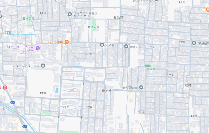 八尾市長池町　新築一戸建ての地図