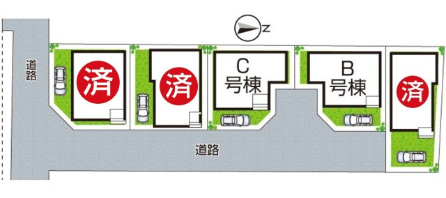 八尾市長池町　新築一戸建ての区画図|全5区画