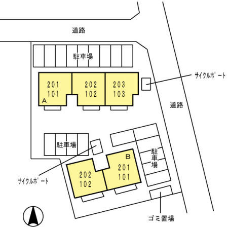 セジュールLIN Ｂ棟の区画図