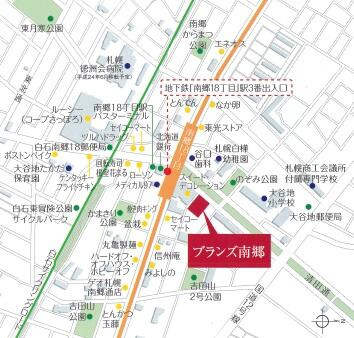 ブランズ南郷の地図