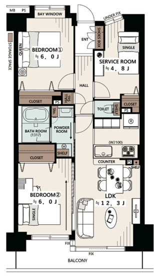 【間取り】 | ★仲介手数料無料★ クリオ大通り公園参番館 | 仲介手数料無料！お気軽にお問合せくださいinfo@kenone.co.jp /08070587312