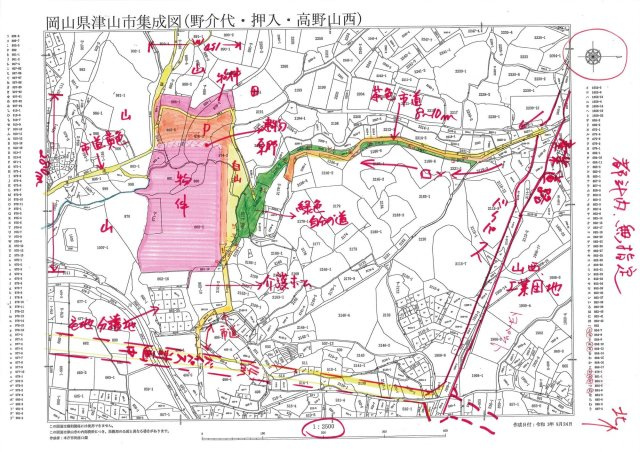 津山市押入　ゴルフ練習場　売土地　10,936坪の地図