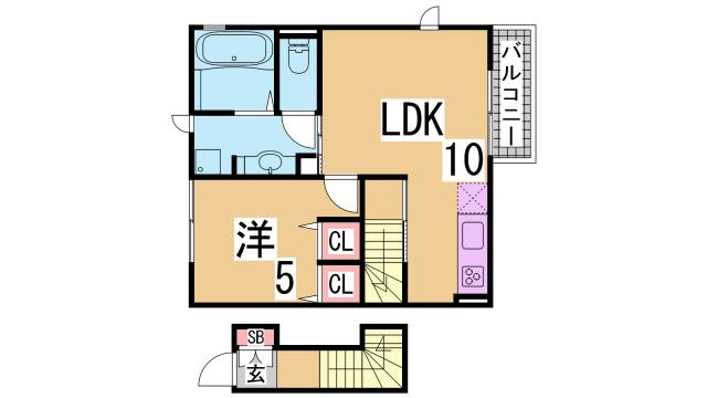 神戸市長田区名倉町４丁目のアパートの間取り