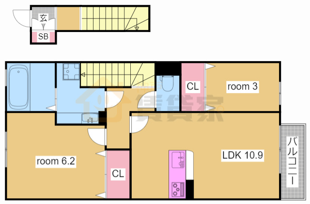 神戸市長田区大塚町９丁目のアパートの間取り