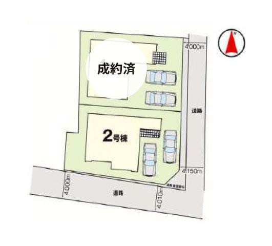 熊本市西区上代7丁目第1-2棟（2号棟）　の区画図|配置図（2号棟）