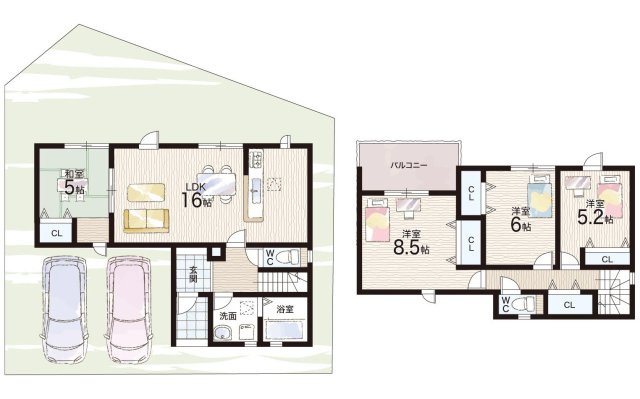 草津市下笠町　第24-1期　新築一戸建ての間取り|1号地