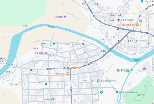南丹市園部町横田　新築一戸建ての地図