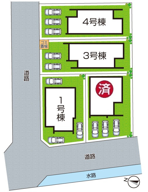 南丹市園部町横田　新築一戸建ての区画図|全4区画