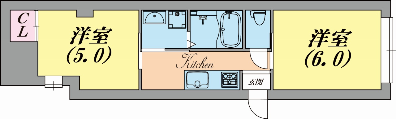 神戸市兵庫区東出町３丁目の賃貸マンションの間取り
