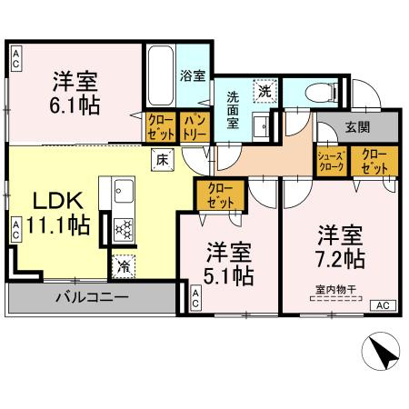 【間取り】 | D-ROOM都賀2丁目Ⅱ－A棟