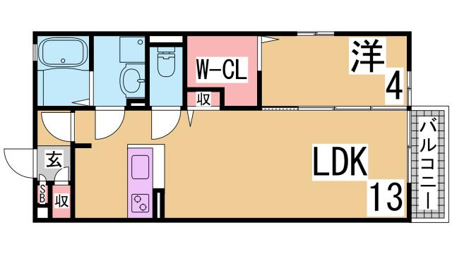 神戸市北区谷上南町のアパートの間取り