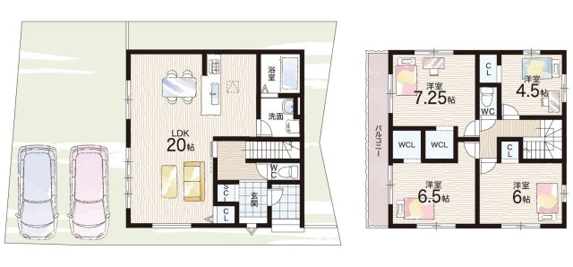 栗東市小柿　第1期　新築一戸建ての間取り|1号地