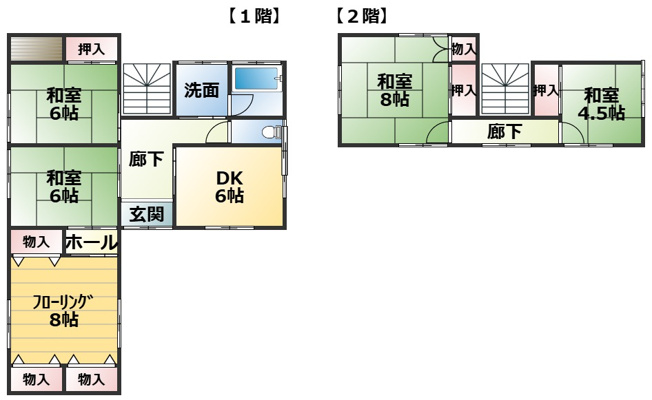 【間取り】 | 大仙市大曲西根字杉矢崎 5DKの車庫付き中古戸建て住宅