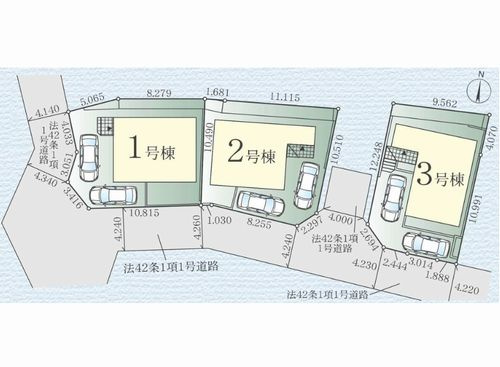 【区画図】 | 【仲介手数料０円】藤沢市善行坂1期　新築一戸建て　全3棟 | 藤沢市善行坂1期　新築一戸建て　全3棟
