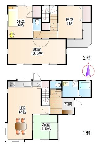 浜ノ茶屋　戸建貸家の間取り