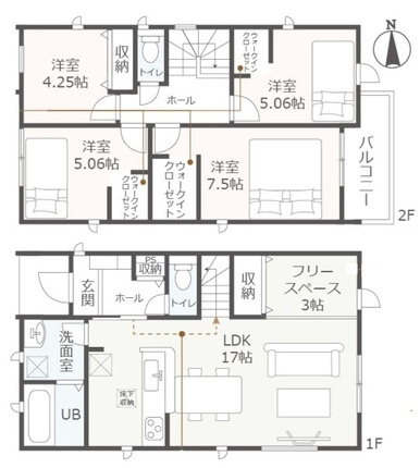 リーブルガーデン豊田市美里　全3棟　新築戸建の間取り