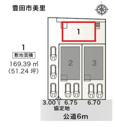 リーブルガーデン豊田市美里　全3棟　新築戸建の区画図