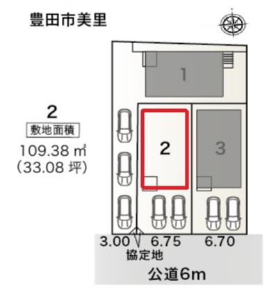 リーブルガーデン豊田市美里　全3棟　新築戸建の区画図