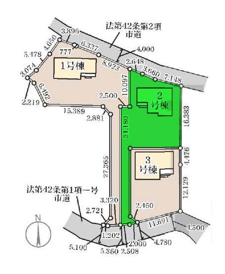 【区画図】 | リーブルガーデン.S渋川市行幸田ー② | 豊秋小学校まで徒歩8分！
敷地面積は99.5坪！開放的な両面接道！