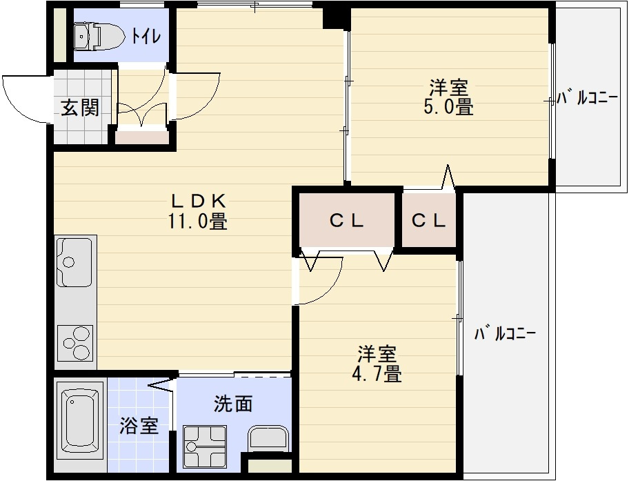 クリエオーレ大正の間取り