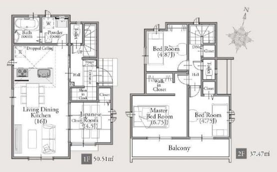【間取り】 | 西東京市芝久保町３丁目　新築戸建て　１７号棟 | 南向きバルコニーで陽当り良好、洗濯物もよく乾きますね