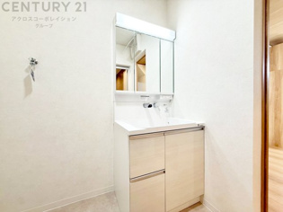 化粧品や洗顔料、歯ブラシなどの必需品をまとめて置ける収納スペースがあり、使用するたびに取り出す手間が省けます。また、水回りのため、濡れても大丈夫な素材が使用されており、お手入れが簡単です。