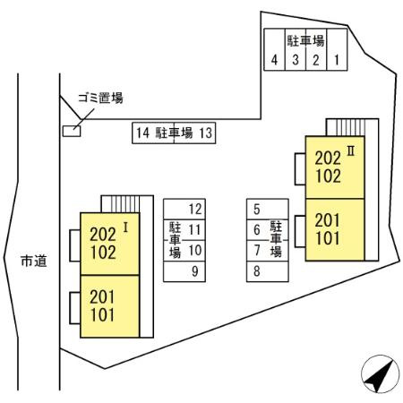 オーパス Ⅰ・Ⅱの区画図