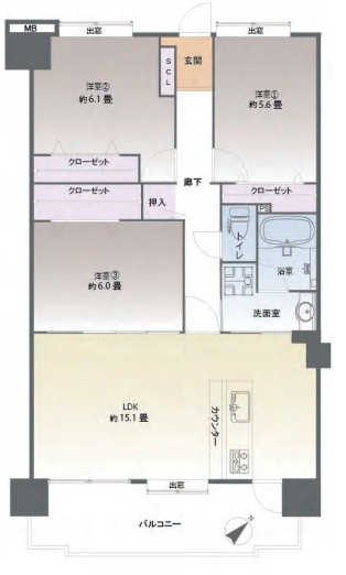 【間取り】 | スカイハイツ姪浜西☆仲介手数料無料☆