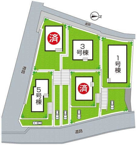 京都市北区西賀茂蟹ケ坂町　第1期　新築一戸建ての区画図|全５区画
