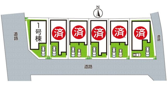 藤井寺市藤ケ丘　新築一戸建ての区画図|全6区画
