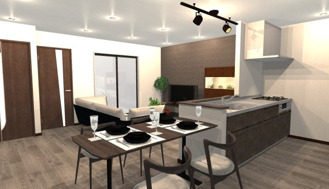 鶏冠井町沢ノ東　3階建てプラン　建築条件付き土地の外観パース|【内観イメージパース】